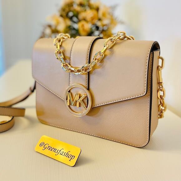 Michael Kors Carmen Medium Monogram Flap Crossbody leather buff - Picture 9 of 9